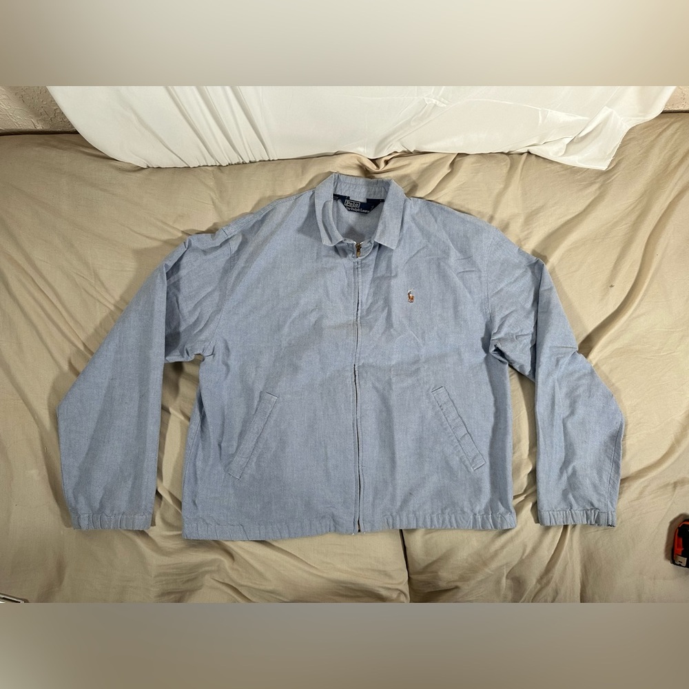 POLO RALPH LAUREN BAYPORT WINDBREAKER JACKET CHAMBRAY BLUE LARGE